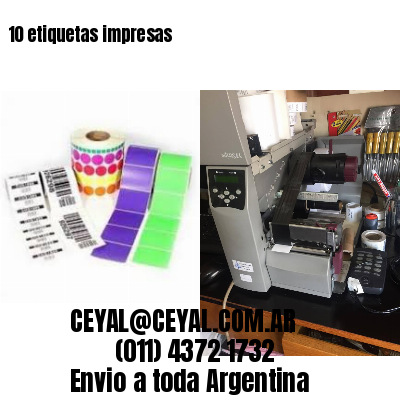 10 etiquetas impresas
