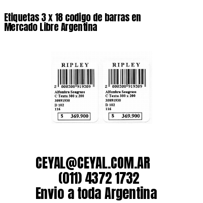 Etiquetas 3 x 18 codigo de barras en Mercado Libre Argentina