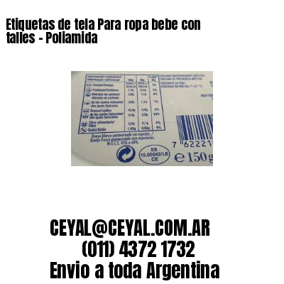 Etiquetas de tela Para ropa bebe con talles – Poliamida