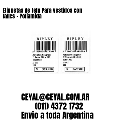 Etiquetas de tela Para vestidos con talles – Poliamida