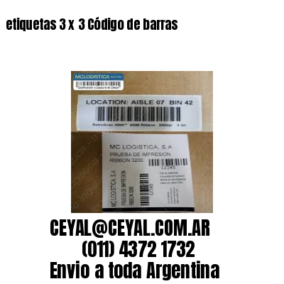 etiquetas 3 x 3 Código de barras