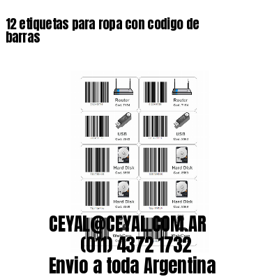 12 etiquetas para ropa con codigo de barras