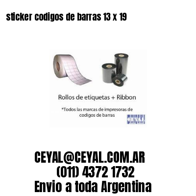 sticker codigos de barras 13 x 19