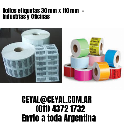 Rollos etiquetas 30 mm x 110 mm  – Industrias y Oficinas