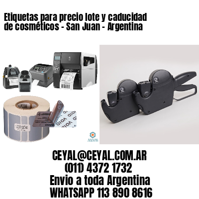 Etiquetas para precio lote y caducidad de cosméticos - San Juan - Argentina