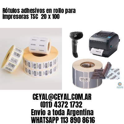 Rótulos adhesivos en rollo para impresoras TSC  20 x 100