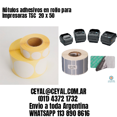 Rótulos adhesivos en rollo para impresoras TSC  20 x 50