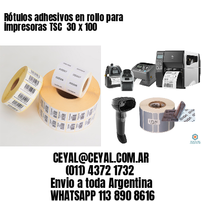 Rótulos adhesivos en rollo para impresoras TSC  30 x 100
