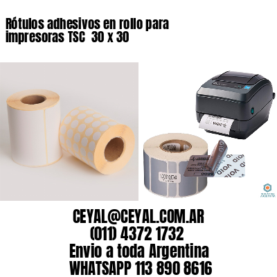 Rótulos adhesivos en rollo para impresoras TSC  30 x 30