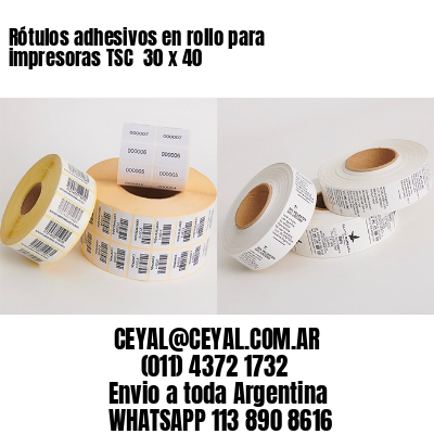 Rótulos adhesivos en rollo para impresoras TSC  30 x 40