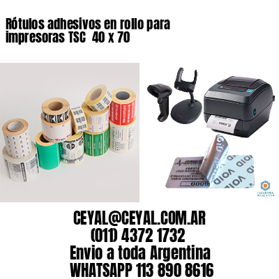 Rótulos adhesivos en rollo para impresoras TSC  40 x 70