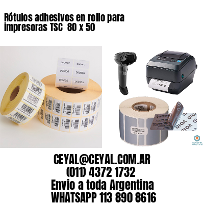 Rótulos adhesivos en rollo para impresoras TSC  80 x 50