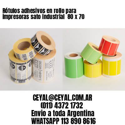 Rótulos adhesivos en rollo para impresoras sato industrial  80 x 70
