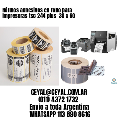 Rótulos adhesivos en rollo para impresoras tsc 244 plus  30 x 60