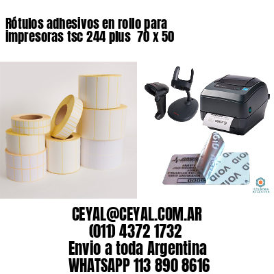 Rótulos adhesivos en rollo para impresoras tsc 244 plus  70 x 50