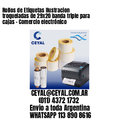 Rollos de Etiquetas Ilustracion troqueladas de 29×20 banda triple para cajas – Comercio electrónico