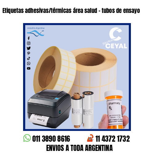 Etiquetas adhesivas/térmicas área salud – tubos de ensayo