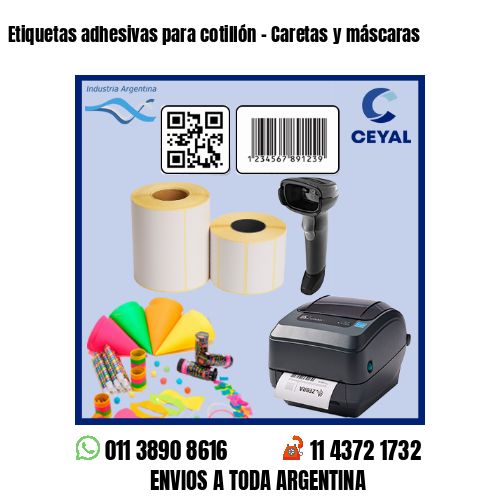 Etiquetas adhesivas para cotillón – Caretas y máscaras
