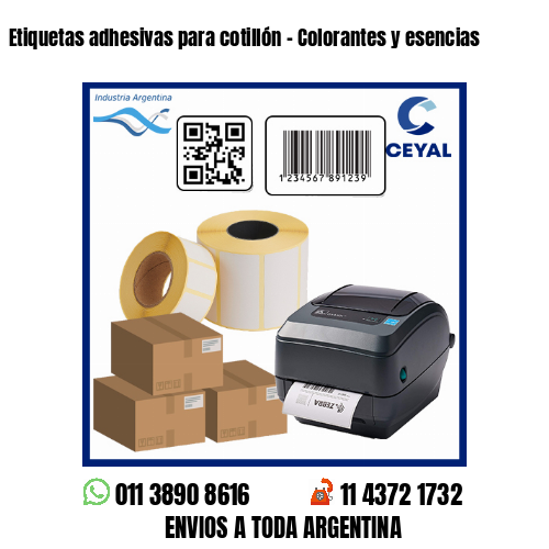 Etiquetas adhesivas para cotillón – Colorantes y esencias