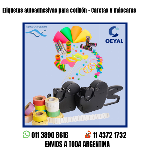 Etiquetas autoadhesivas para cotillón – Caretas y máscaras