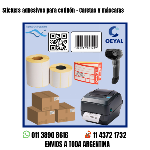 Stickers adhesivos para cotillón – Caretas y máscaras