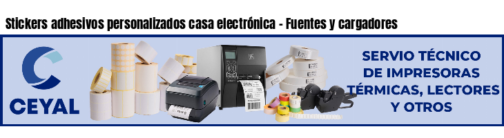 Stickers adhesivos personalizados casa electrónica - Fuentes y cargadores