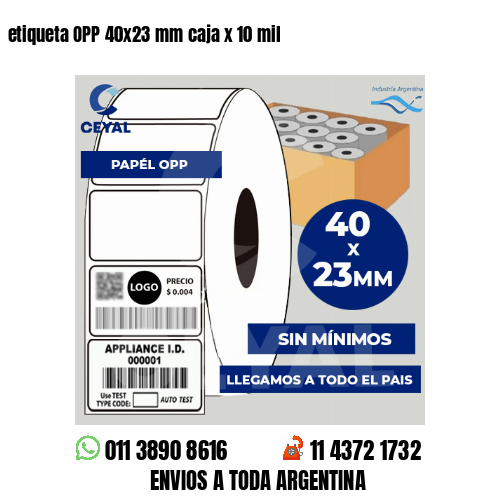 etiqueta OPP 40×23 mm caja x 10 mil