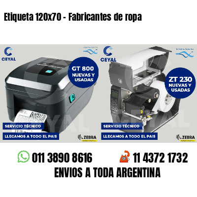 Etiqueta 120x70 - Fabricantes de ropa 
