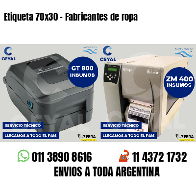 Etiqueta 70x30 - Fabricantes de ropa