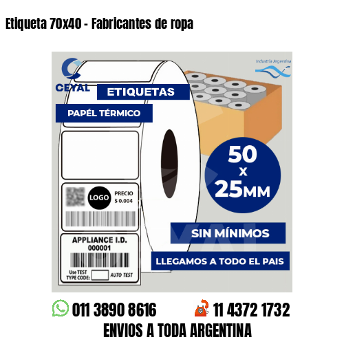Etiqueta 70×40 – Fabricantes de ropa
