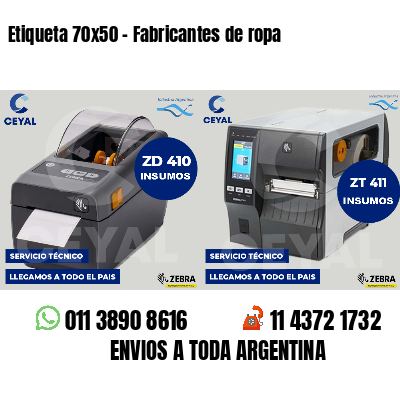 Etiqueta 70x50 - Fabricantes de ropa 
