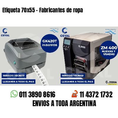 Etiqueta 70x55 - Fabricantes de ropa 