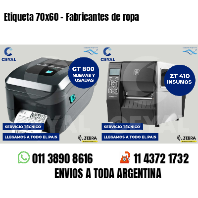 Etiqueta 70x60 - Fabricantes de ropa
