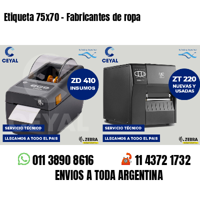 Etiqueta 75x70 - Fabricantes de ropa