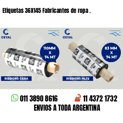 Etiquetas 36X145 Fabricantes de ropa .