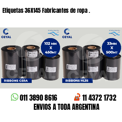 Etiquetas 36X145 Fabricantes de ropa .