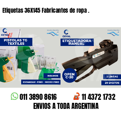 Etiquetas 36X145 Fabricantes de ropa .