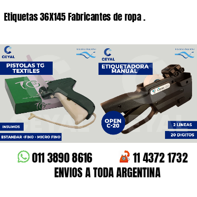 Etiquetas 36X145 Fabricantes de ropa .