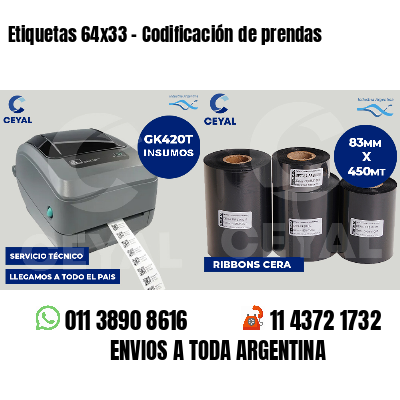Etiquetas 64x33 - Codificación de prendas