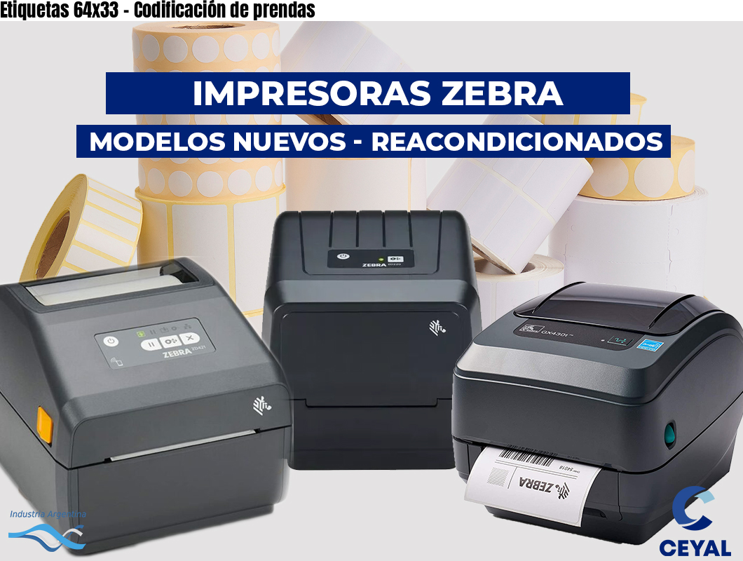 Etiquetas 64x33 - Codificación de prendas