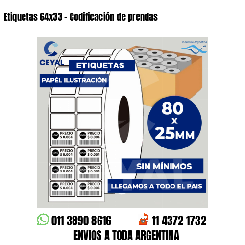 Etiquetas 64×33 – Codificación de prendas