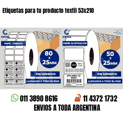 Etiquetas para tu producto textil 53x210