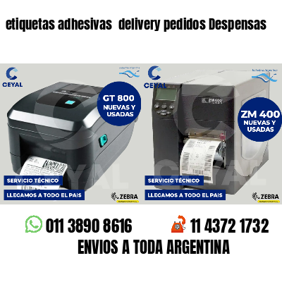 etiquetas adhesivas delivery pedidos Despensas
