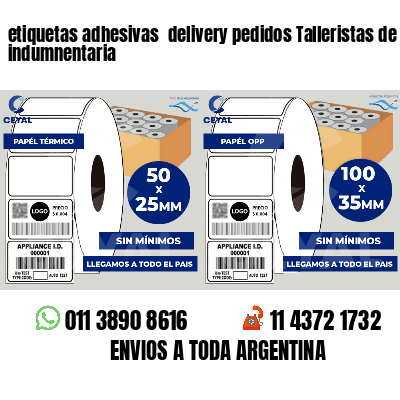 etiquetas adhesivas  delivery pedidos Talleristas de indumnentaria
