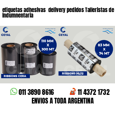 etiquetas adhesivas  delivery pedidos Talleristas de indumnentaria