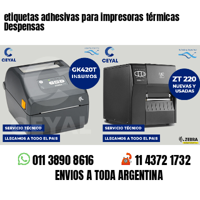 etiquetas adhesivas para impresoras térmicas Despensas