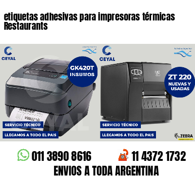 etiquetas adhesivas para impresoras térmicas Restaurants