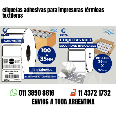 etiquetas adhesivas para impresoras térmicas textileras