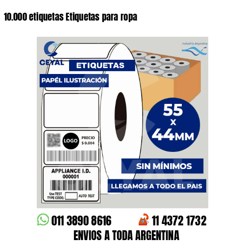 10.000 etiquetas Etiquetas para ropa