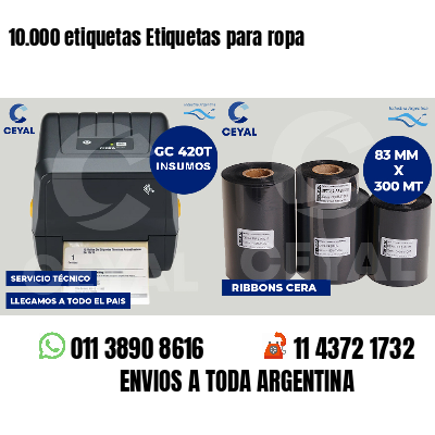 10.000 etiquetas Etiquetas para ropa